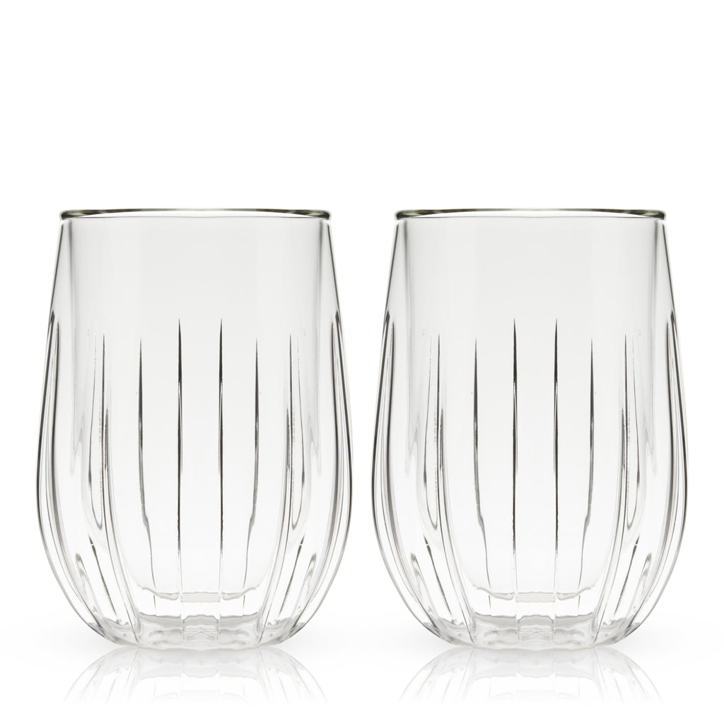 Double-Walled Stemless Wine Glasses Set of 2