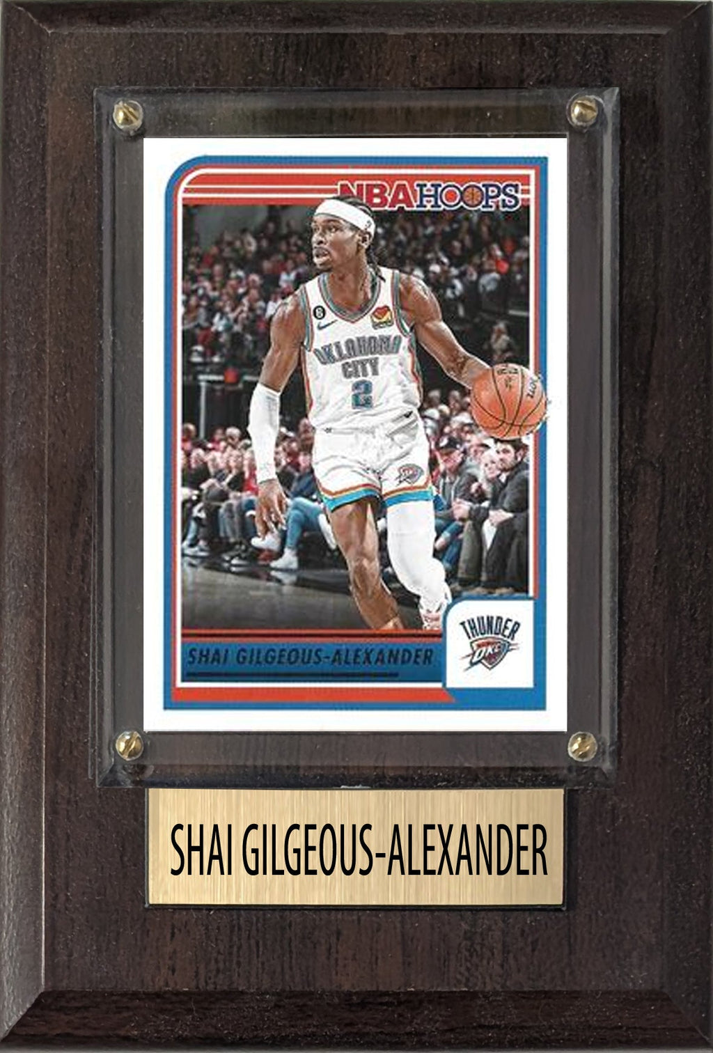 Shai Gilgeous-Alexander SGA OKC Thunder 2025 2024 Donruss Score Prizm Topps 4x6 Gift Plaque