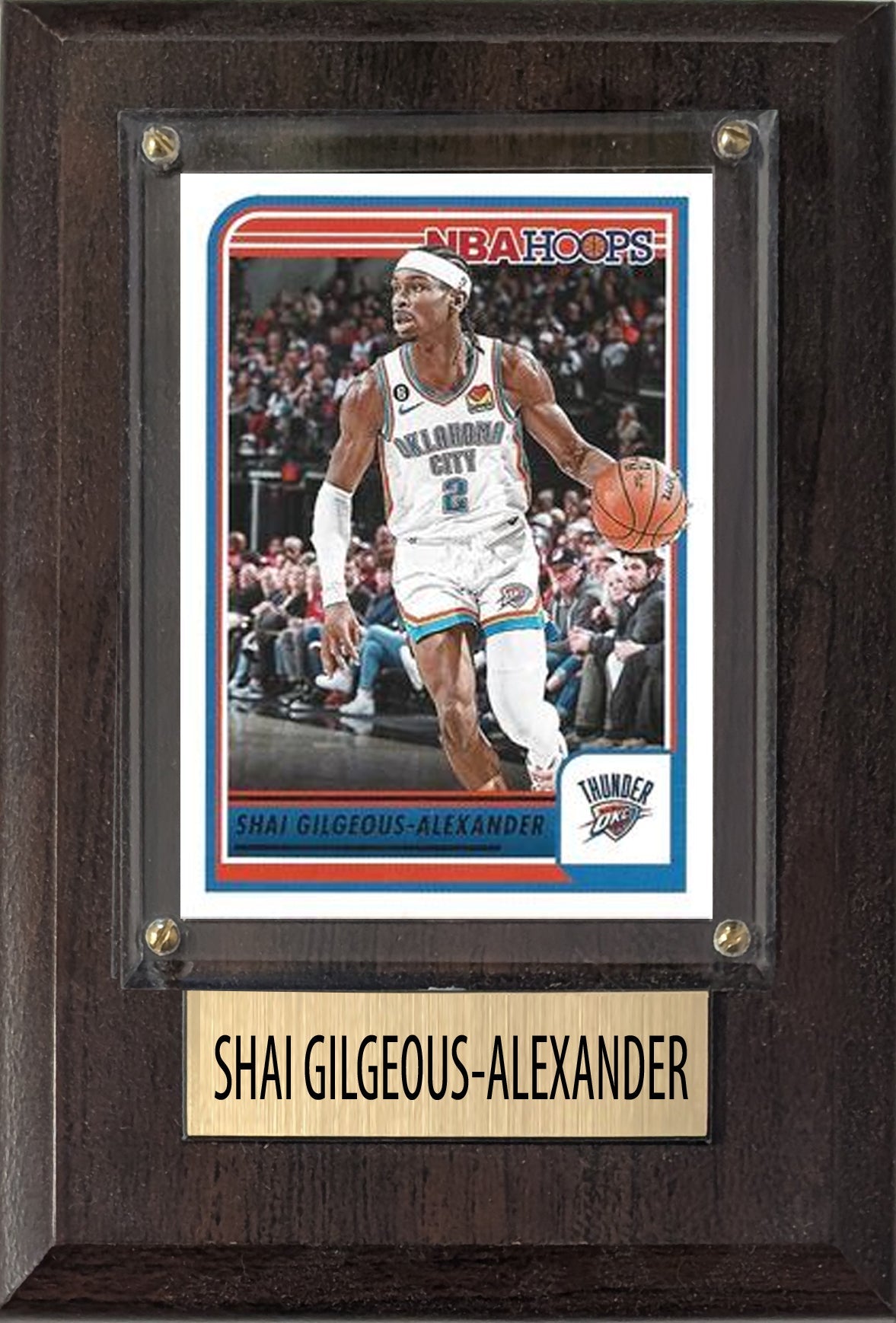 Shai Gilgeous-Alexander SGA OKC Thunder 2025 2024 Donruss Score Prizm Topps 4x6 Gift Plaque