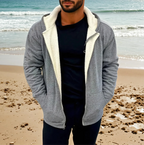 Mammoth Zip Sherpa Hoodie (Gray with White interior)