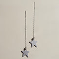 Silver Satin Delta Star Threader Earrings