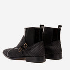 The Orion Black Snakeskin Pattern Leather Double Monk Strap Men Boot