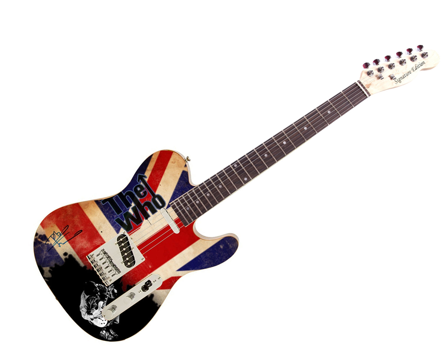 The Who Pete Townshend Signed British Flag  Graphics Guitar ACOA
