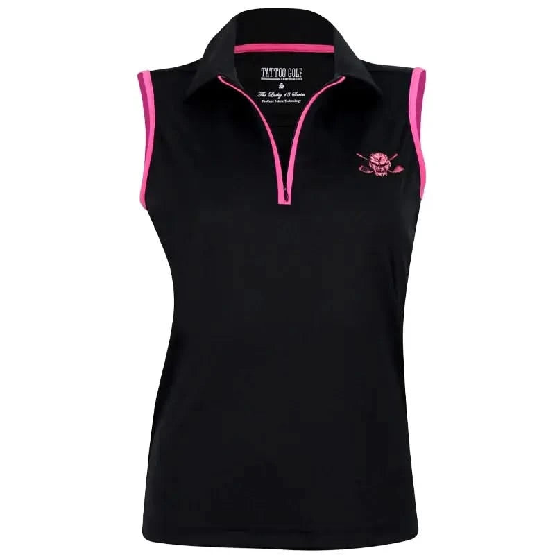 Sleeveless Cool-Stretch Women's Golf Shirt (Black/Pink)