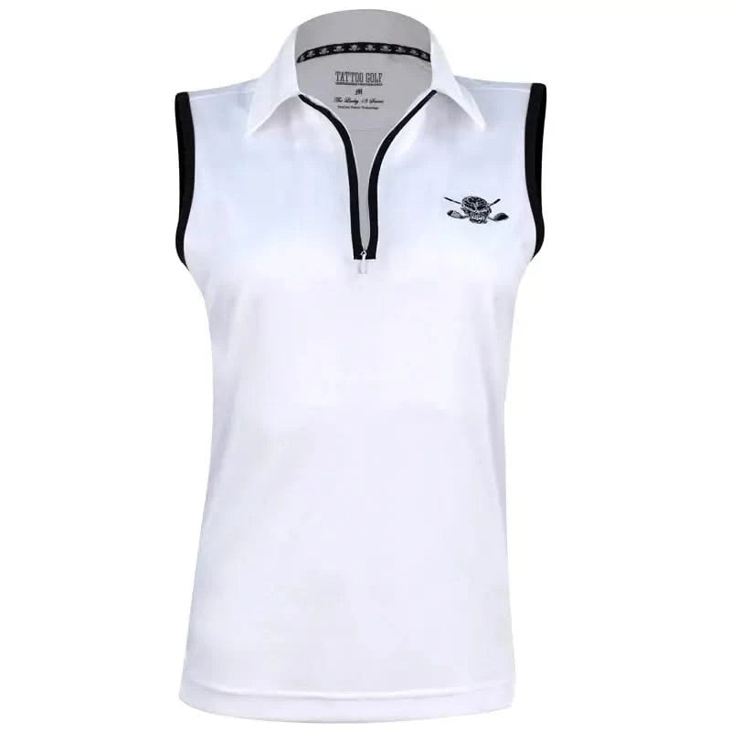 Sleeveless Cool-Stretch Women's Golf Shirt (White/Black)