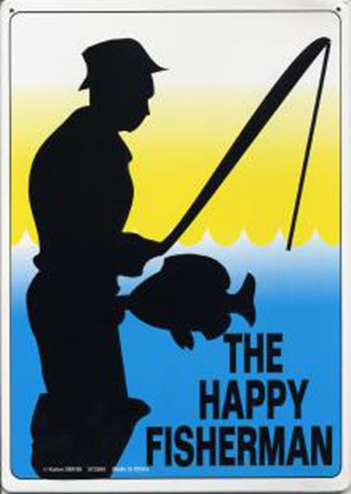 Metal Tin Sign "THE HAPPY FISHERMAN" Funny Fish Blowjob Adult Wall Decor #C-101