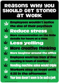 Metal Tin Sign "Reasons To Get Stoned At Work"  Funny Office Wall Decor #B-101