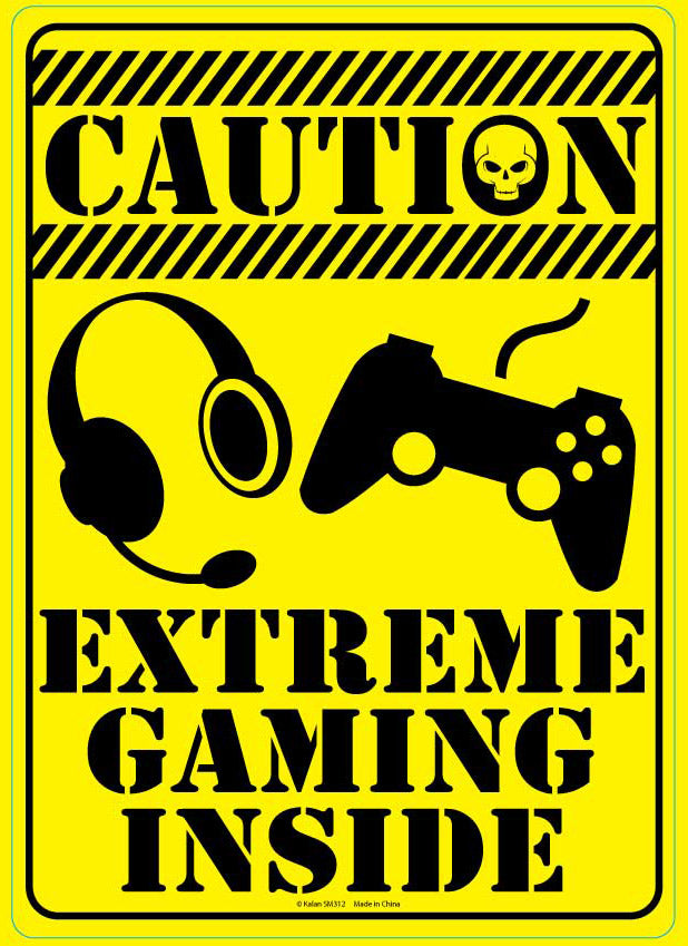 Metal Tin Sign "Caution - Extreme Gaming Inside" Bedroom Wall Decor  #B-101
