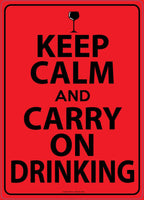 Metal Tin Sign "Keep Calm & Carry on Drinking" Funny Kitchen Wall Decor #G-101