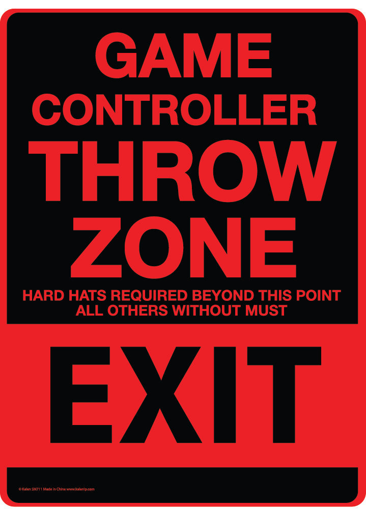 Metal Tin Sign "Game Controller THROW ZONE" Bedroom Gamer Wall Decor #F-101