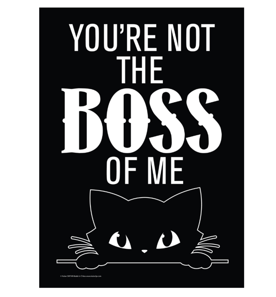 Metal Tin Sign "You're Not the BOSS Of Me" Funny Cat Home Office Wall Decor #H-1
