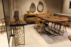Walnut wood and resin sofa & entry table | Voronoi collection