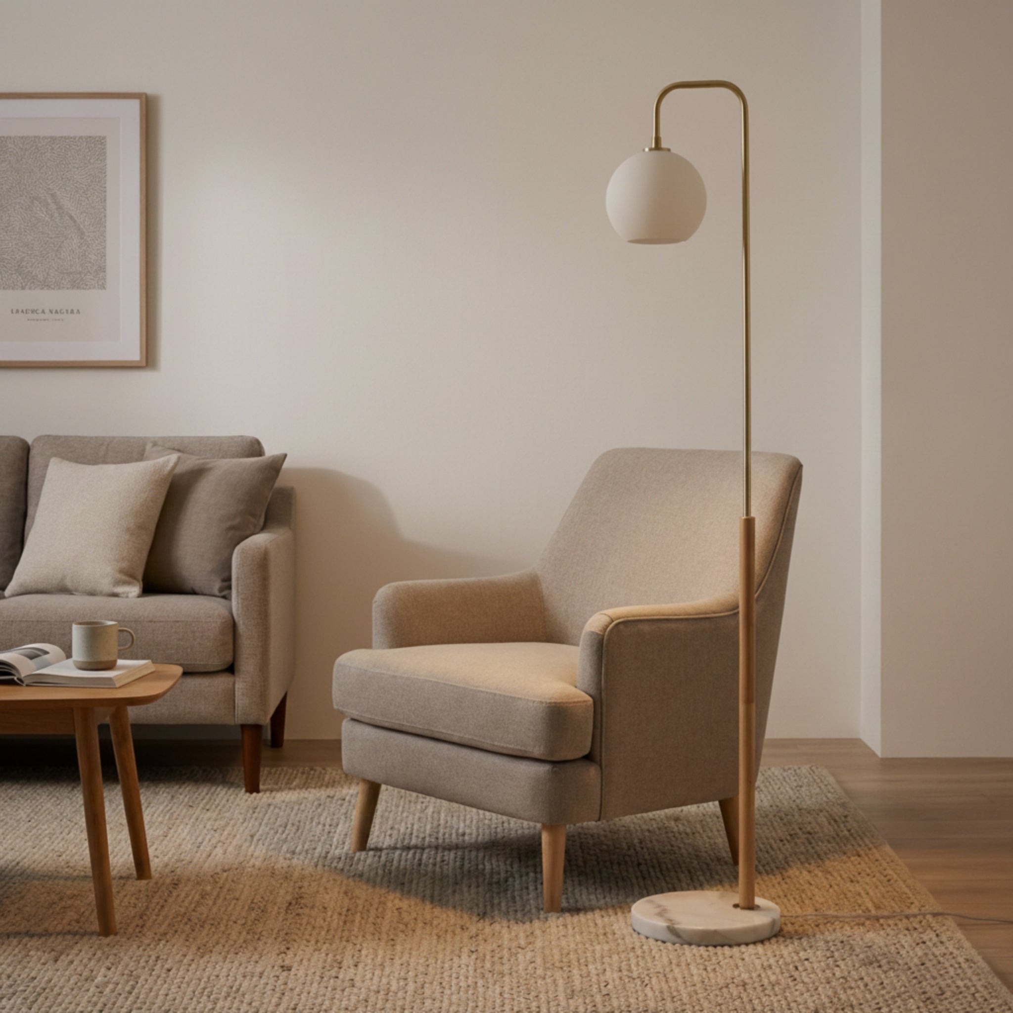 Solaris White Lampshade Floor Lamp