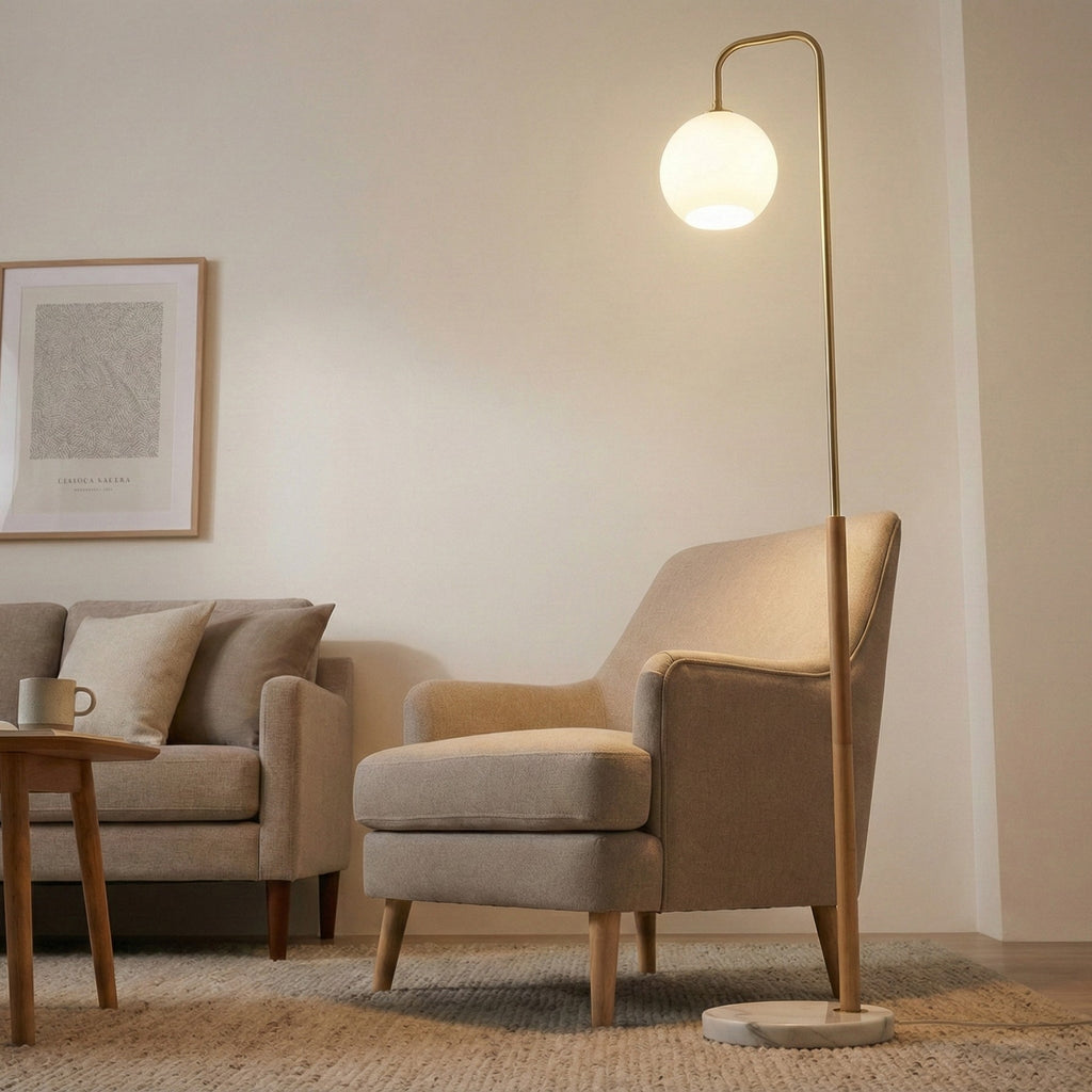 Solaris White Lampshade Floor Lamp