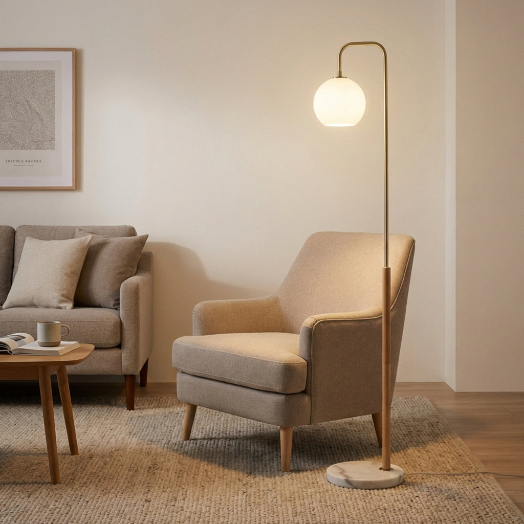 Solaris White Lampshade Floor Lamp