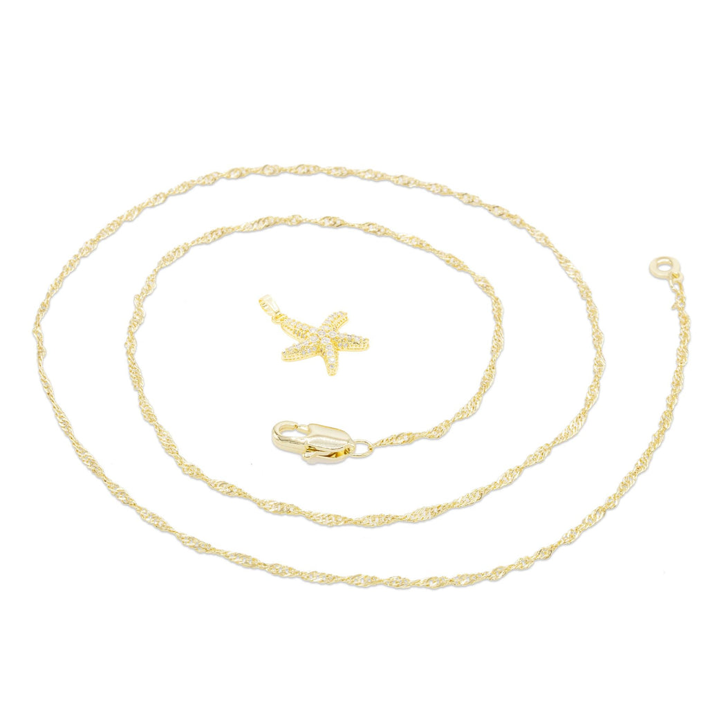 Starfish Cubic Zirconia Pendant With Necklace Set 14K Gold Filled