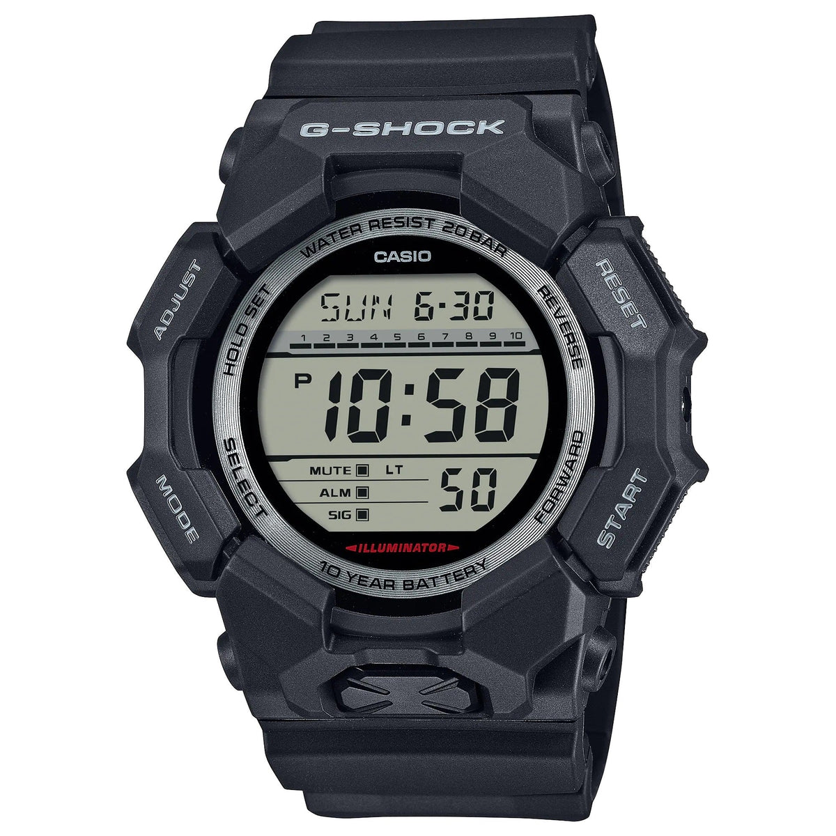 Casio Men's G-Shock Digital Watch with Black Dial and Black Band - GD-010