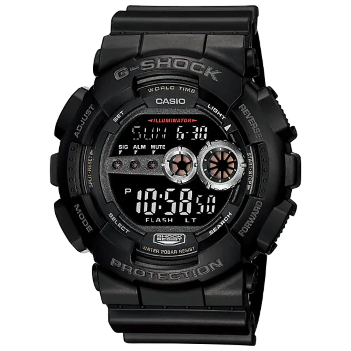 Casio Men's G-Shock Digital Watch with Black Dial and Black Band - GD-100-1BCU