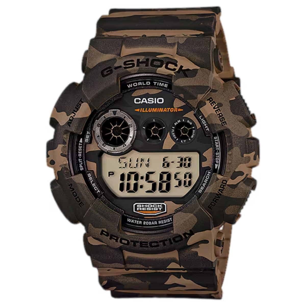 Casio Men's G-Shock Digital Watch with Camouflage Dial and Band - GD-120CM-5CR