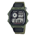 Casio Men’s Digital World Time Watch with Black Dial and Green Band - AE-1200WHB-3BV