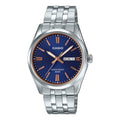 Casio Men’s Silver Bracelet Analog Watch with Blue Dial - MTP-1335D-2A2V