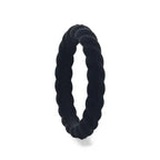 STONE Stackable Twist Silicone Ring for Women Black Comfort Fit Hypoallergenic Thorsten - 2mm