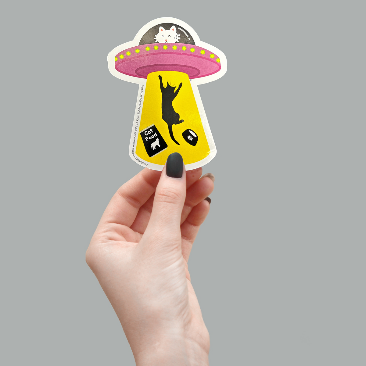 Alien UFO Space Craft - CAT CONTROLLED" Funny Car Sticker Decal - USA Made