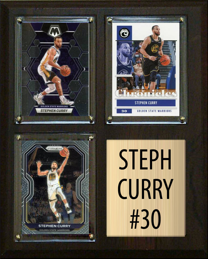 Steph Curry 3 Card Plaque Donruss Hoops Fleer Topps 2024 2025 2026 Golden State Warriors