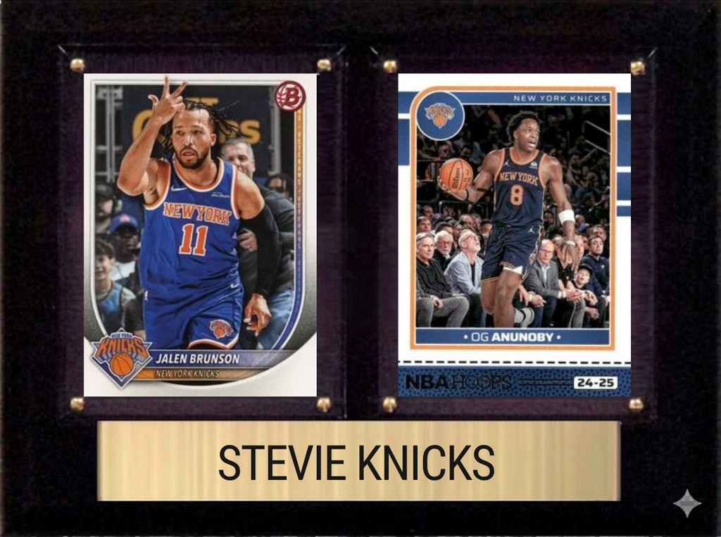 Stevie Knicks Novelty Plaque New York Knicks 6x8 2 Cards Brunson OG Anunoby