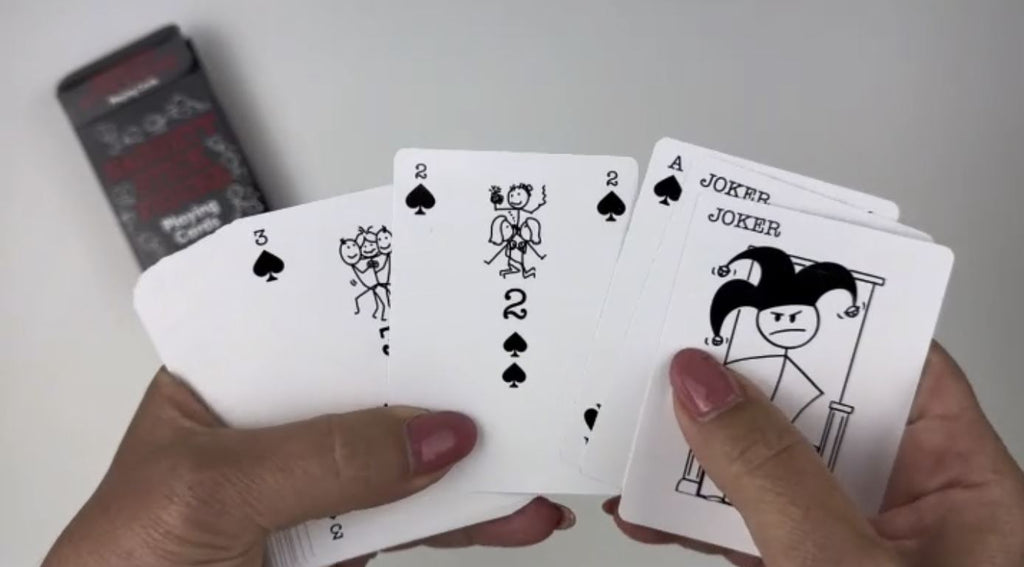 🔥 Naughty Stick Figure Playing Deck of Cards - Adult Funny Gag Gift Party Humor