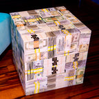Hush Money Cube Side Table – Mixed Bills, 18 in | CasaNarco