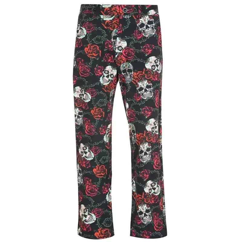 Sugar Skull Cool-Stretch Men's Golf Pants (Black/Red)