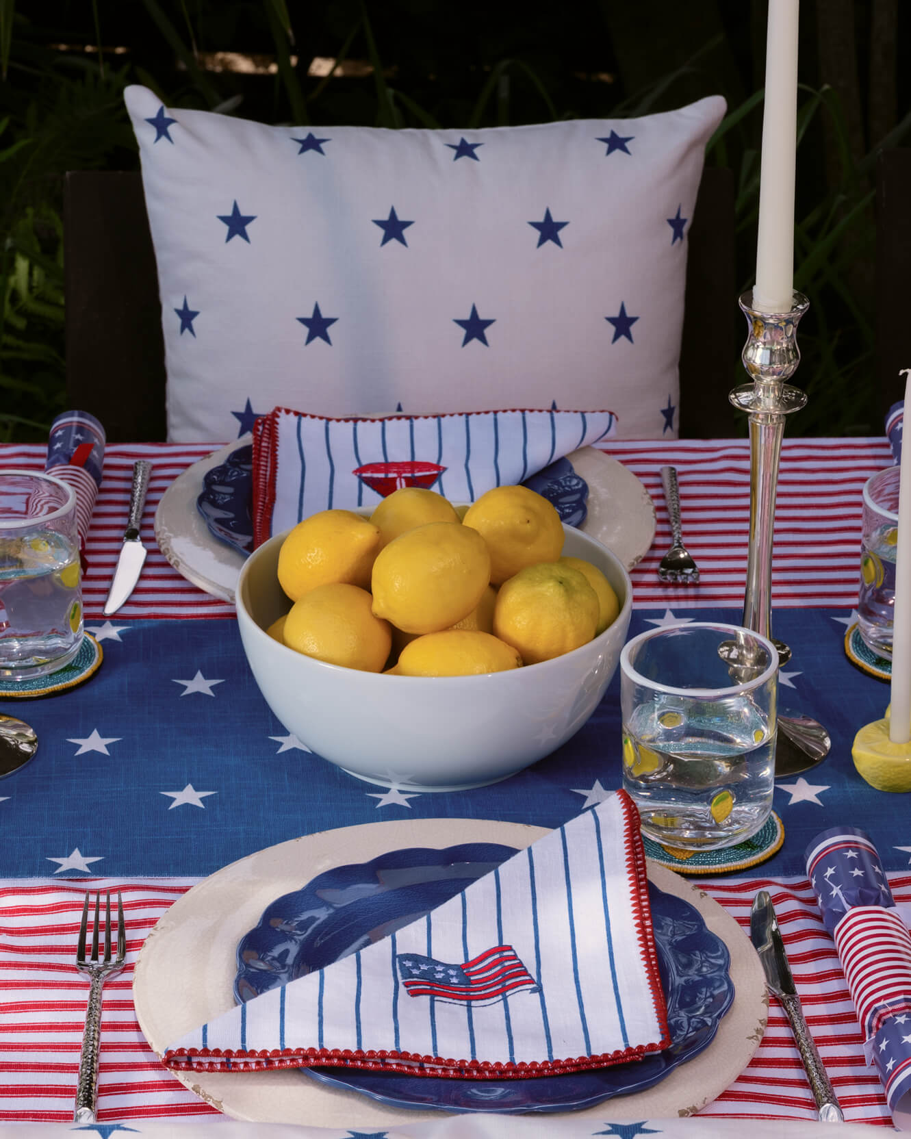 Coastal Americana Star Throw Pillow