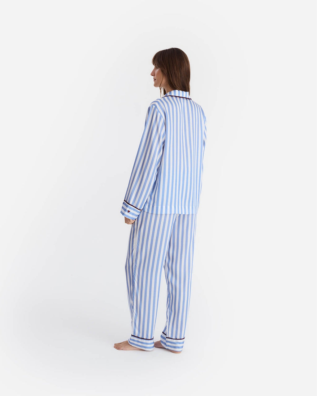 Silky Lyocell Lovely Stripes Long Pajama Set