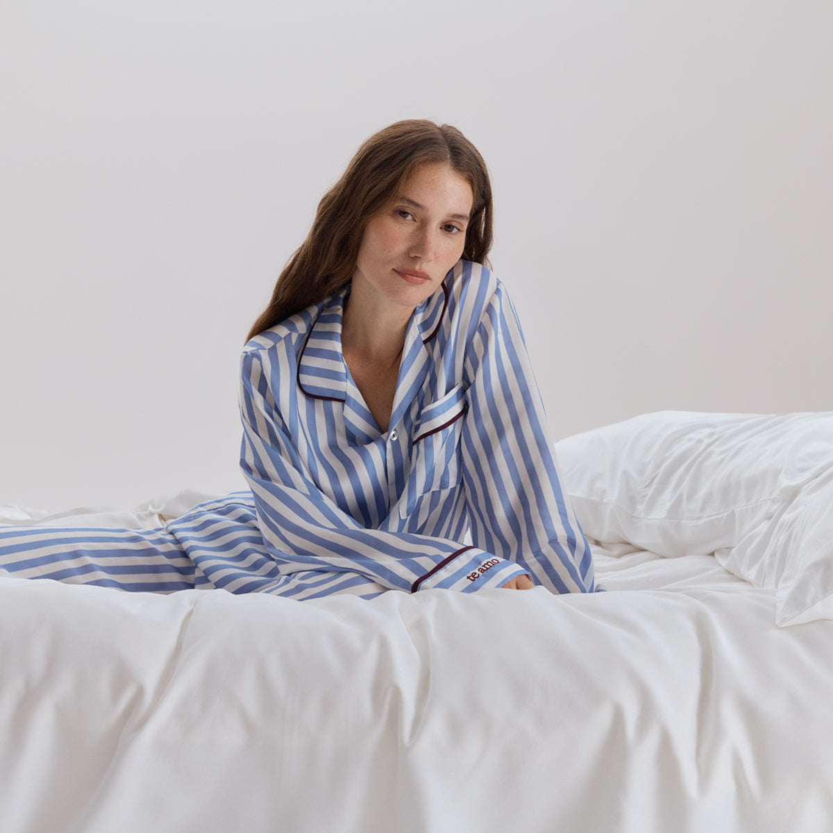 Silky Lyocell Lovely Stripes Long Pajama Set