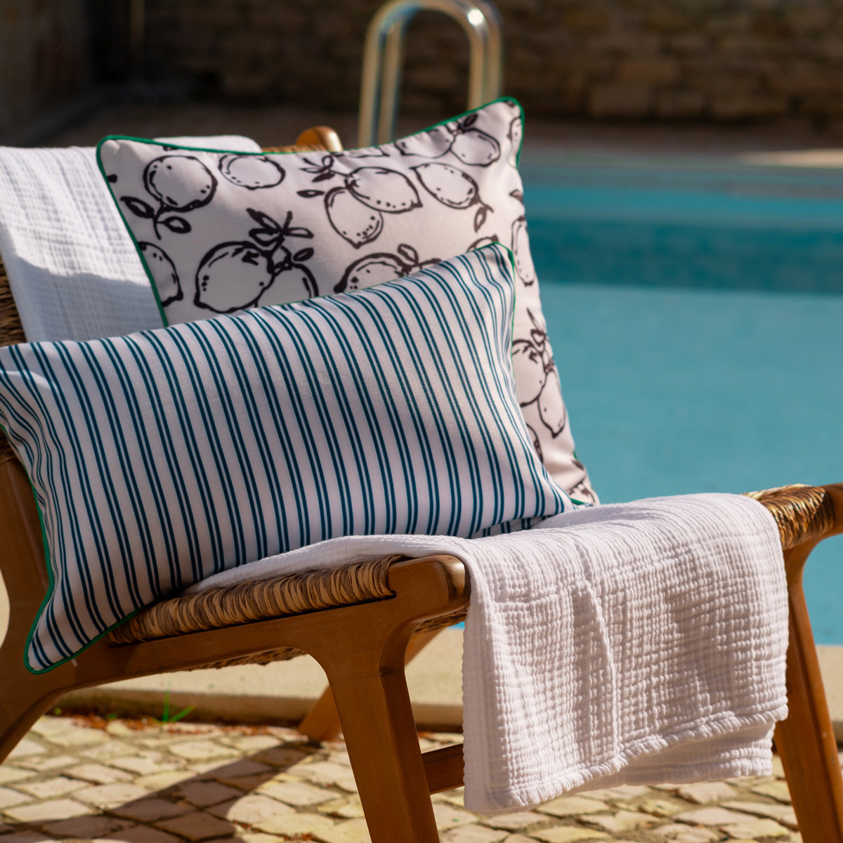 Striped Outdoor Small Lumbar Pillow