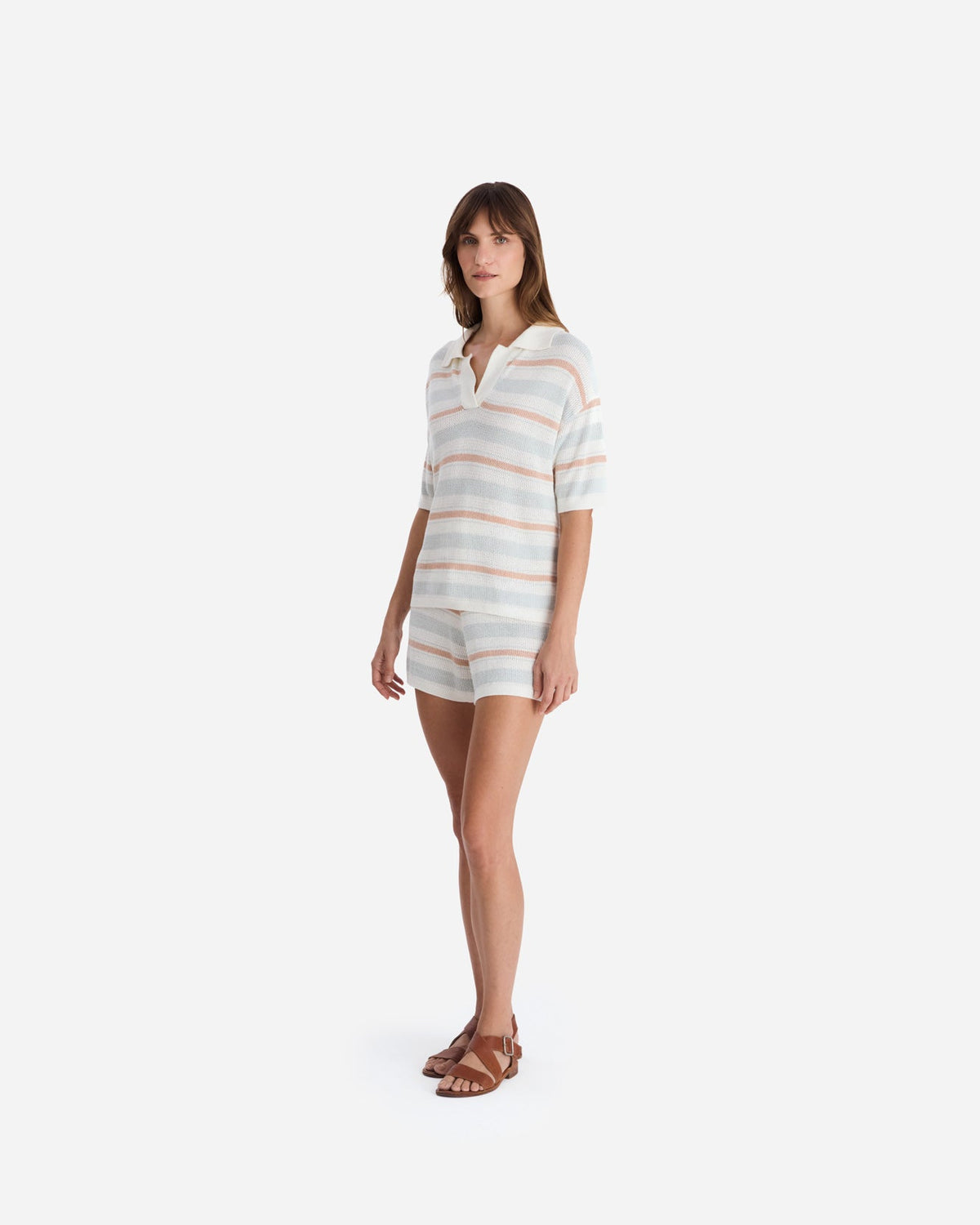 Lido Stripe Cloud Crochet Polo Shirt