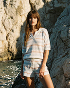 Lido Stripe Cloud Crochet Polo Shirt