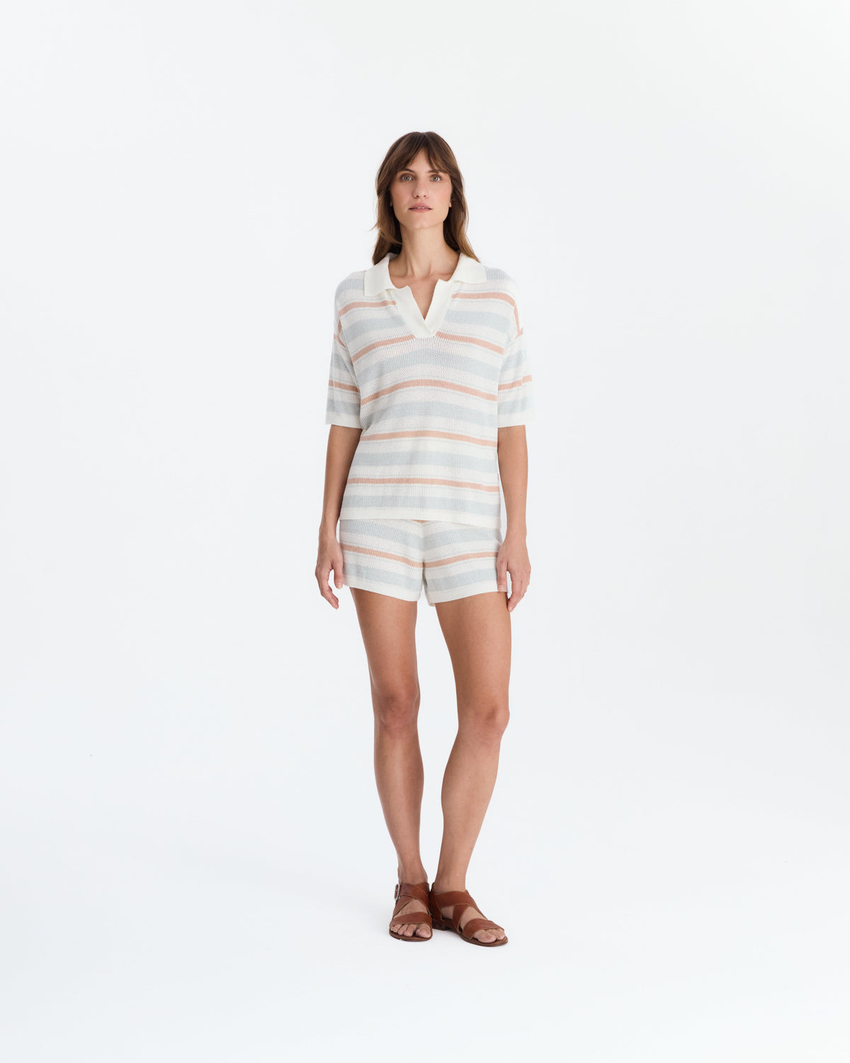 Lido Stripe Cloud Crochet Polo Shirt