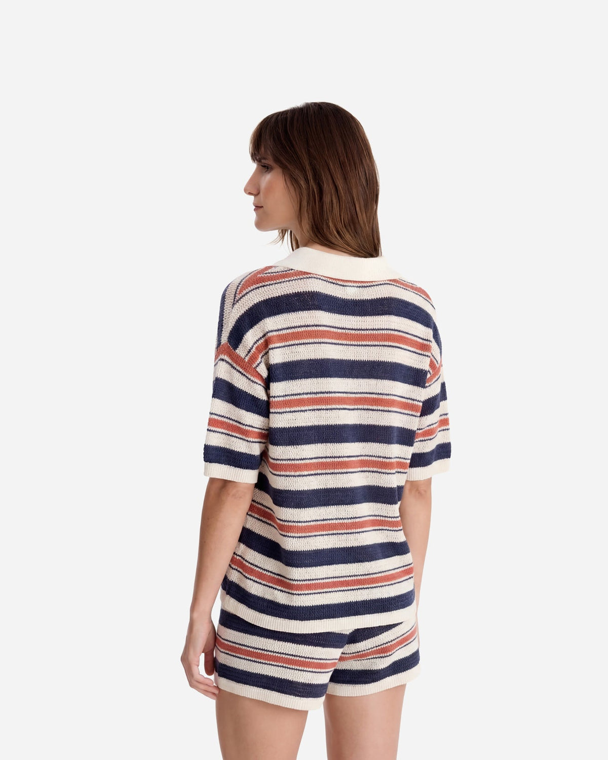 Notte Stripe Cloud Crochet Polo Shirt