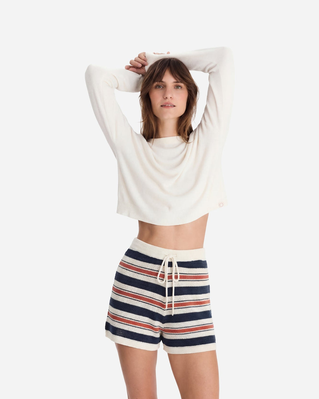 Notte Stripe Cloud Crochet Shorts