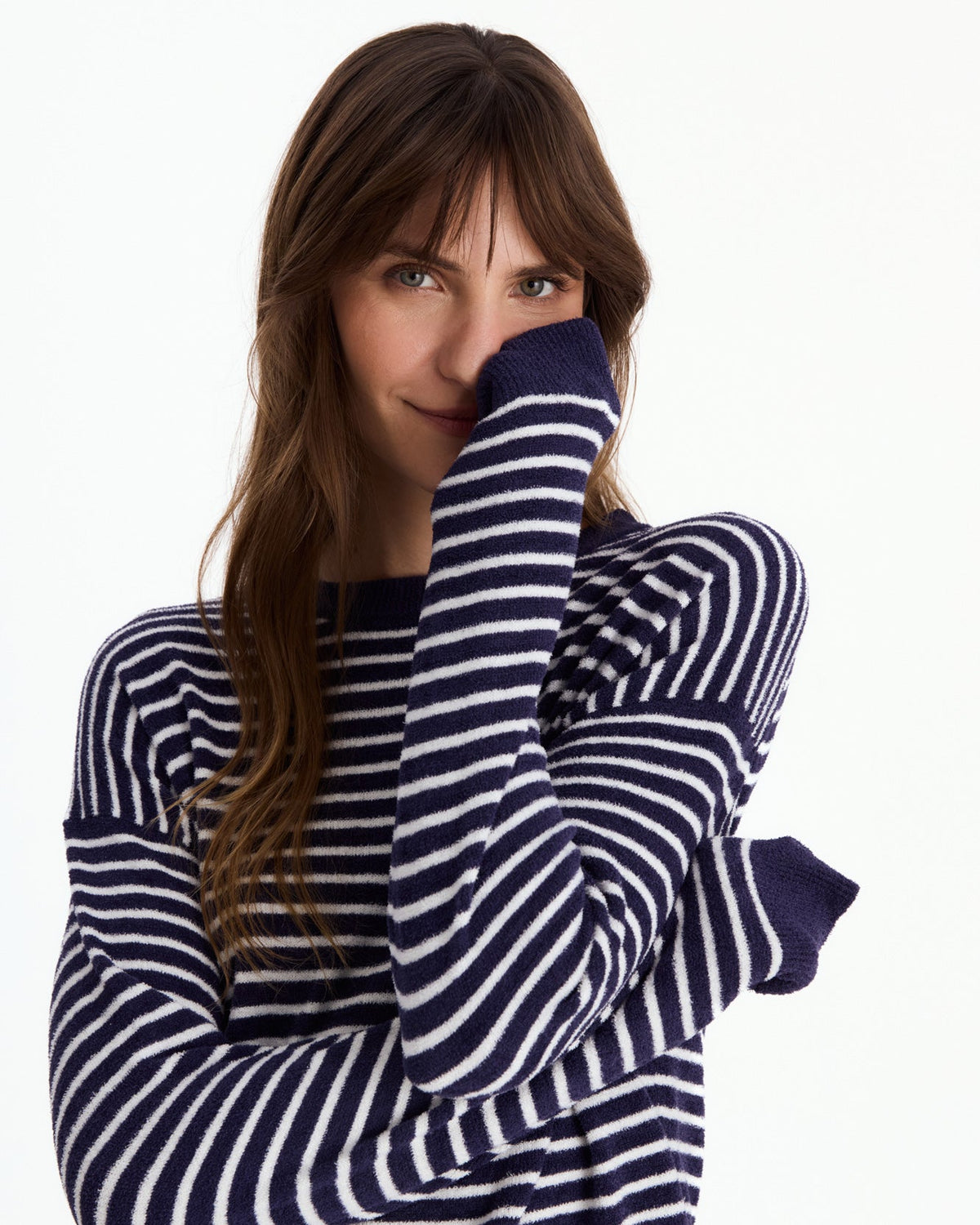 Striped Cloud Cool Light Cropped Sweater
