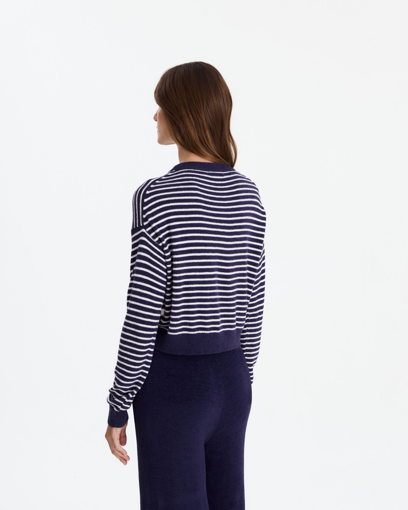 Striped Cloud Cool Light Cropped Sweater