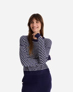 Striped Cloud Cool Light Cropped Sweater