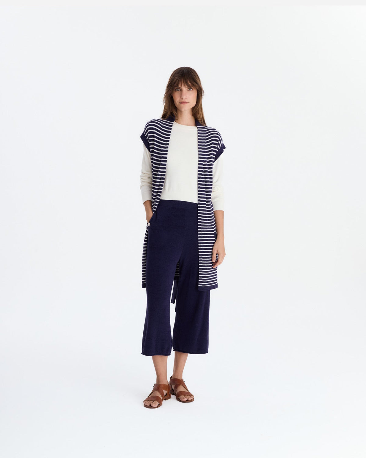 Striped Cloud Cool Light Short Cardigan