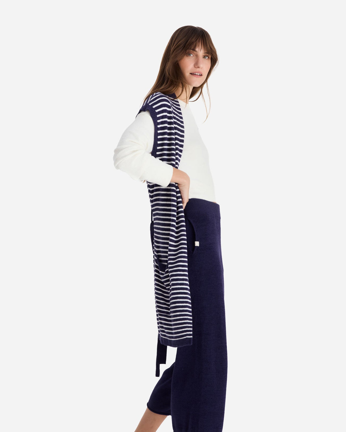Striped Cloud Cool Light Short Cardigan