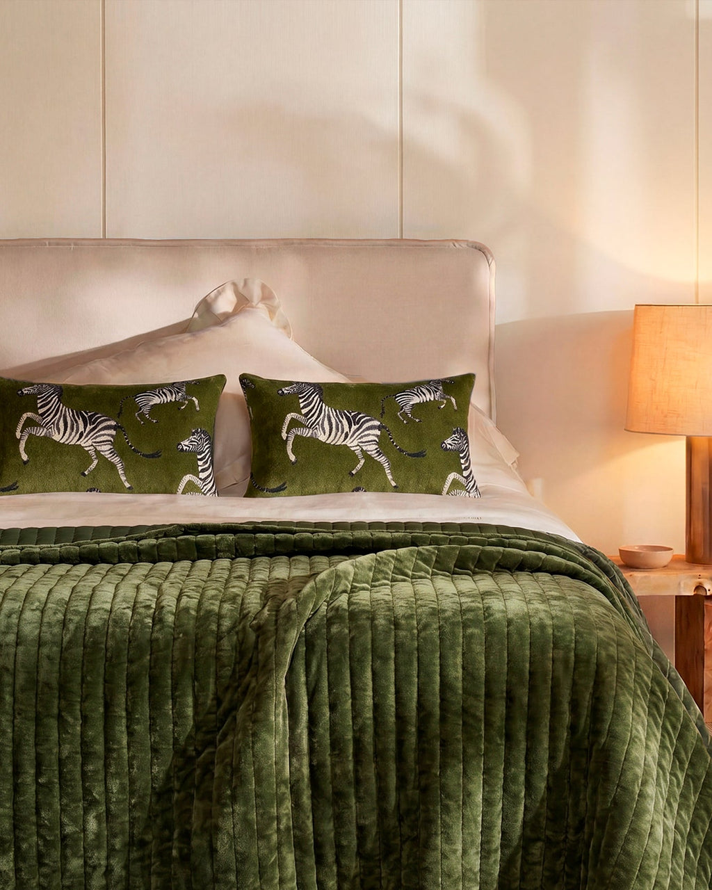 Velvet Watercolor Zebra Small Lumbar Pillow