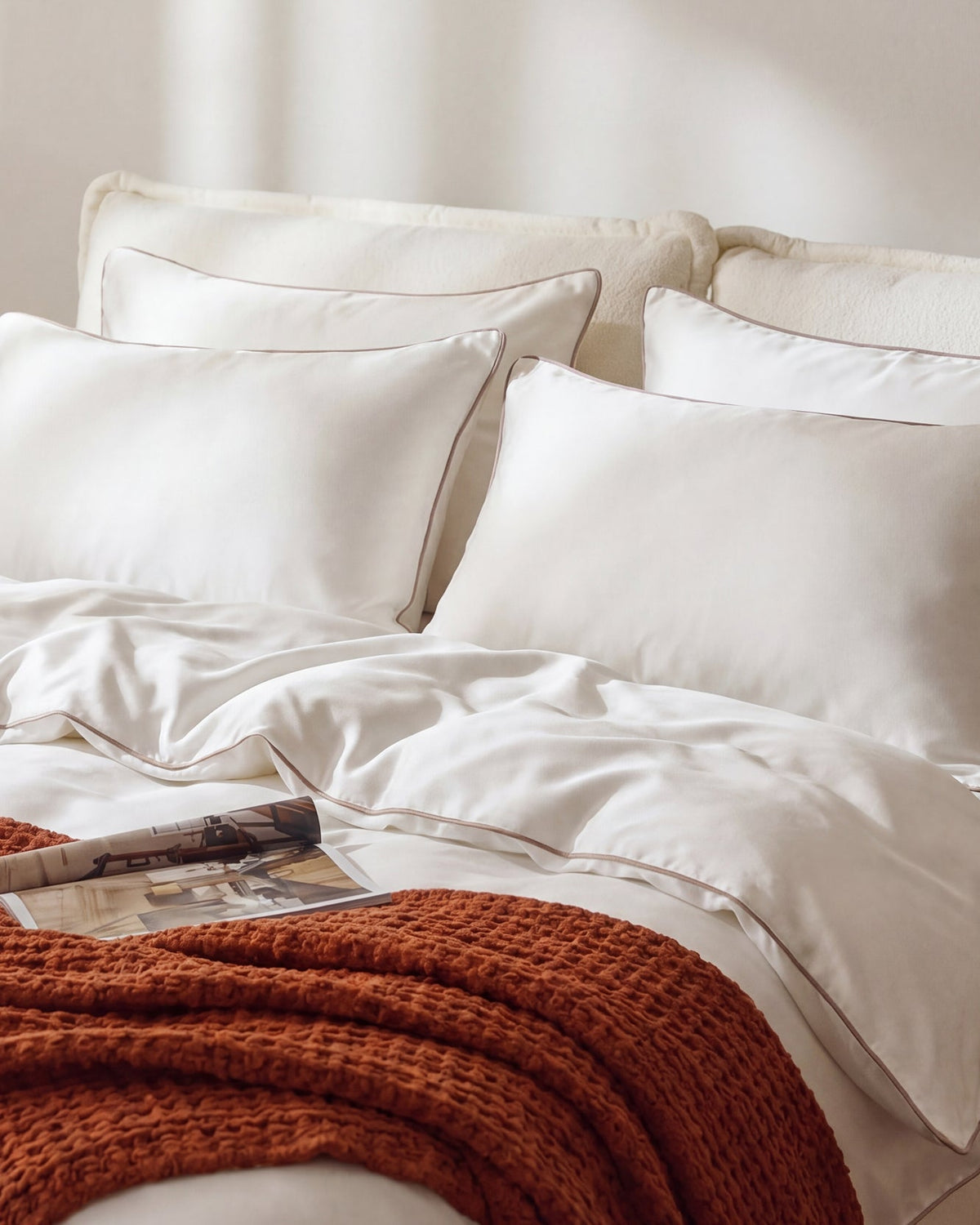Bamboo Viscose Luxe Sham Set with Piping