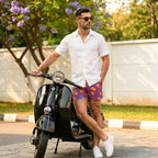 Men’s Premium Compression-Lined Hybrid Shorts – Sunset Spritz - Ocean and Heat