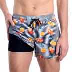 Men’s Premium Compression-Lined Hybrid Shorts – Sunset Spritz-Surf and Storm